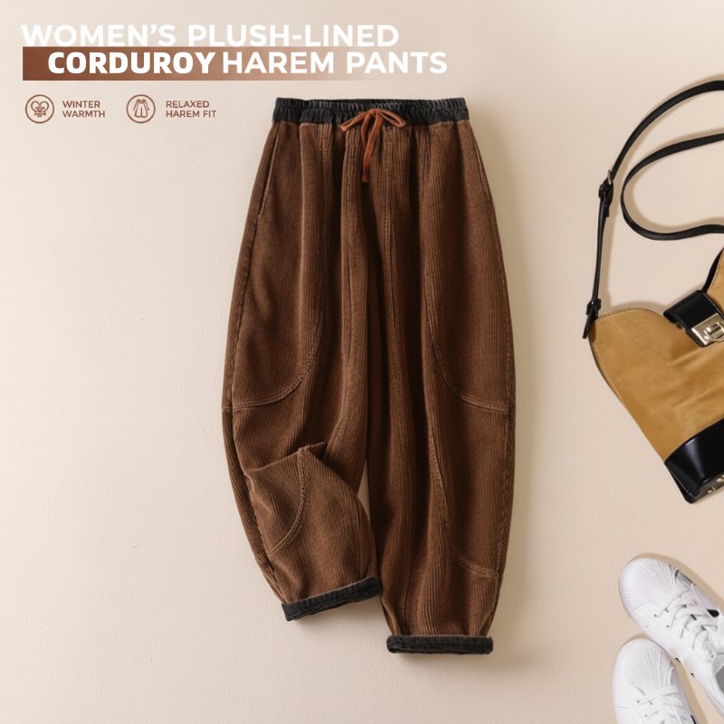 Gefütterte warme Damen-Haremshose aus Cord für den Winter