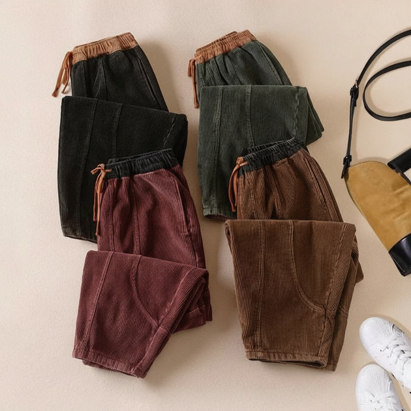 Gefütterte warme Damen-Haremshose aus Cord für den Winter