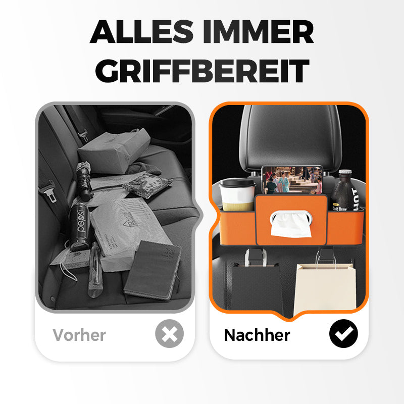 🎒 60% RABATT! 🚗 Multifunktionale Rücksitz-Aufbewahrungsbox – Mehrere Fächer, Stabil & Platzsparend 🧳