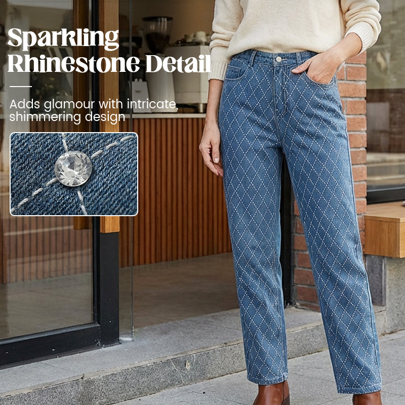 🔥Heiße Verkaufsangebote - Damen funkelnde Straight-Leg-Jeans