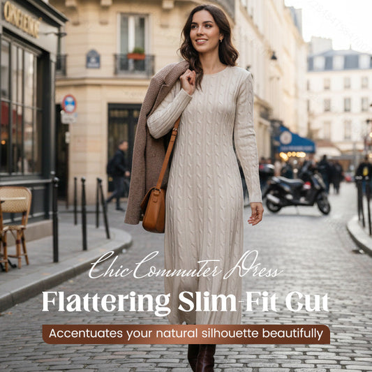 👗Langärmliges Strickkleid für Damen mit Zopfmuster