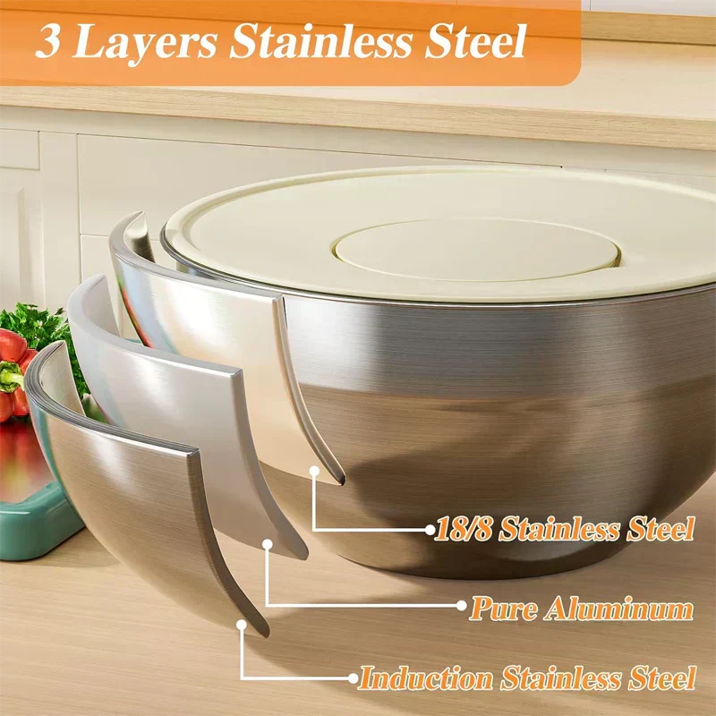 🛍️ 60% RABATT! 🥣 6-teiliges Edelstahl-Schüssel-Set mit Deckel – Spritzschutz, vielseitig & stapelbar – Ideal für Salat, Backen & Aufbewahrung ✨
