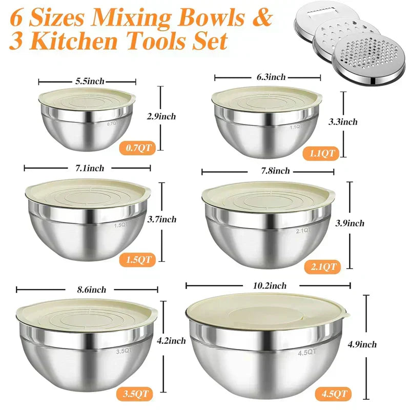 🛍️ 60% RABATT! 🥣 6-teiliges Edelstahl-Schüssel-Set mit Deckel – Spritzschutz, vielseitig & stapelbar – Ideal für Salat, Backen & Aufbewahrung ✨