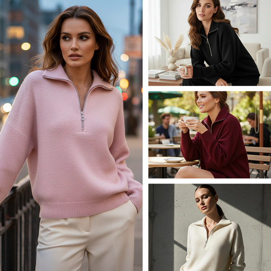 Damen-Pullover mit Viertelreißverschluss
