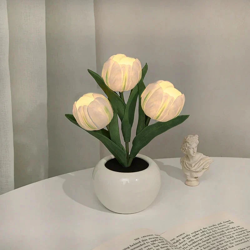 🌷LED-Tulpenlampe, simuliertes Tulpen-Nachtlicht mit Vase, Tischlampe, Dekoration, geeignet für Zuhause, Wohnzimmer, Tischdekoration