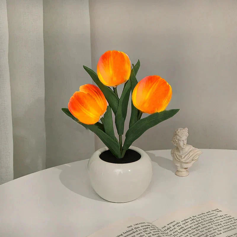 🌷LED-Tulpenlampe, simuliertes Tulpen-Nachtlicht mit Vase, Tischlampe, Dekoration, geeignet für Zuhause, Wohnzimmer, Tischdekoration