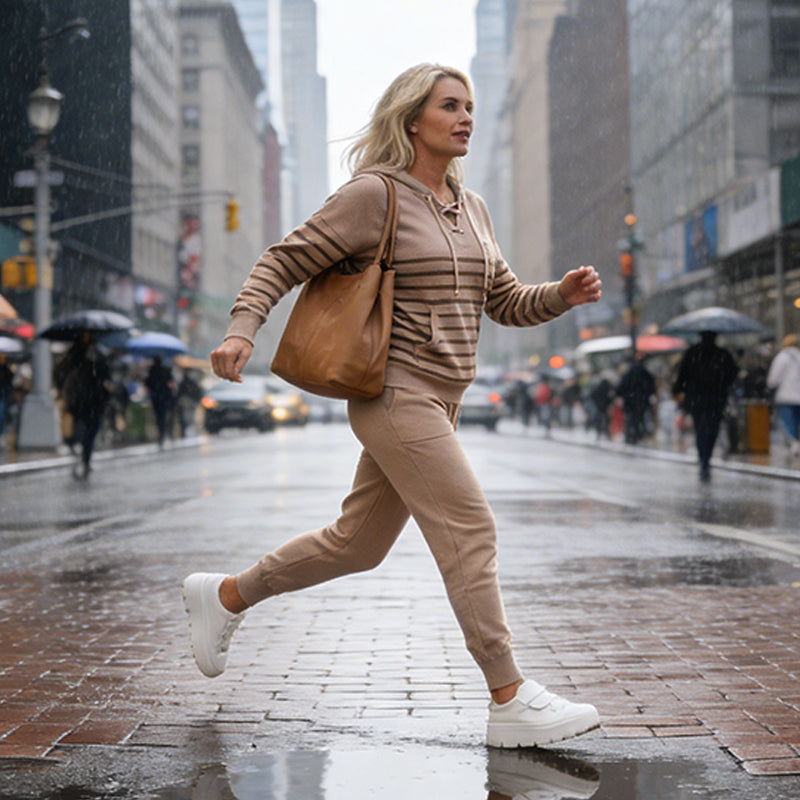 Lässiger Zweiteiler: Gestreiftes Hoodie & knöchellanger Hose