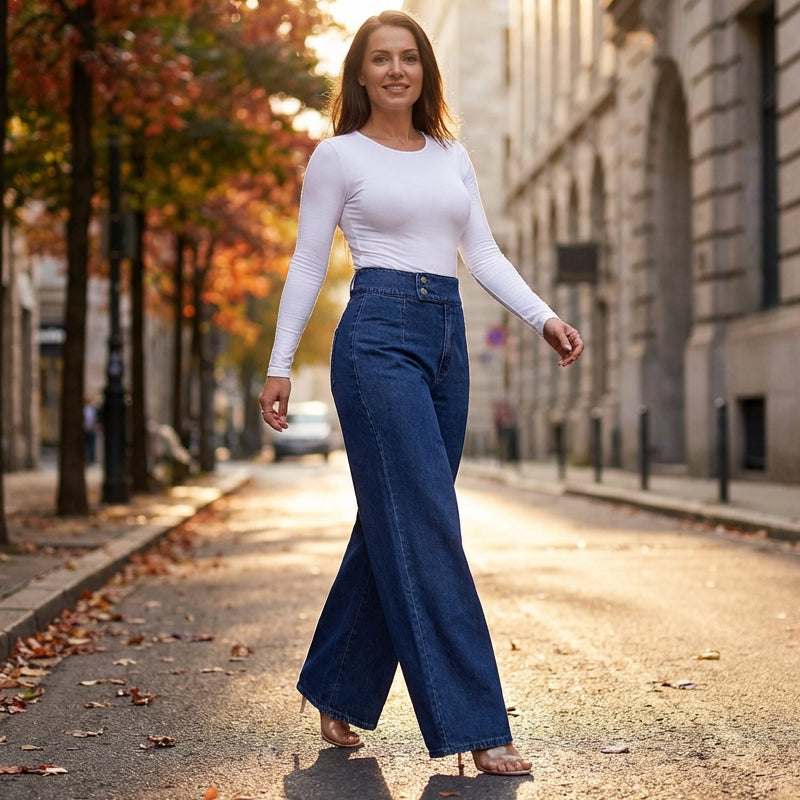 📢📢50 % Rabatt!! ⏰Damenjeans mit hoher Taille und weitem Bein