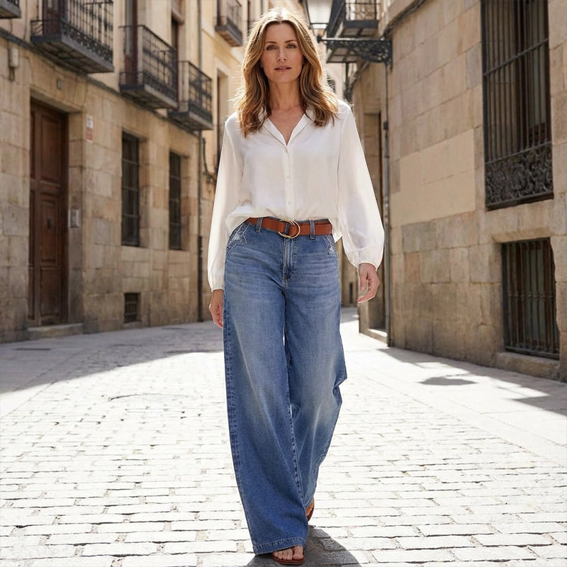 ⏳Begrenzte Zeit 46% Rabatt💥Damen-Vintage-Hochbund-Weitbeinjeans