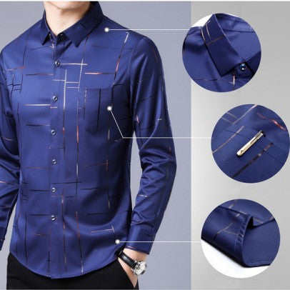 👔 53% RABATT! ✨ Herren Langarm-Hemd – Gestreift, Bügelfrei, Elastisch & Vielseitig für Business & Freizeit 🧶