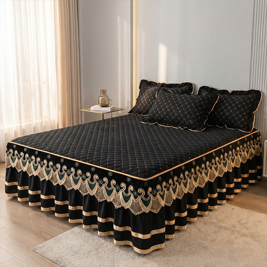 ✨Gerüschter Bettlakens Rock💓🛏️Eleganz und Komfort in diesem Moment eingefangen