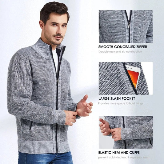 Herren-Strickjacke mit Reißverschluss und einfacher Tasche