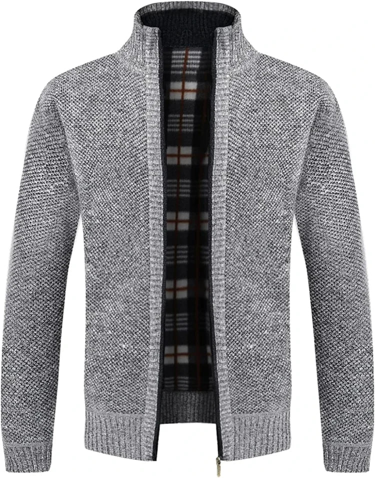 Herren-Strickjacke mit Reißverschluss und einfacher Tasche