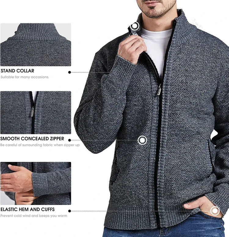 Herren-Strickjacke mit Reißverschluss und einfacher Tasche