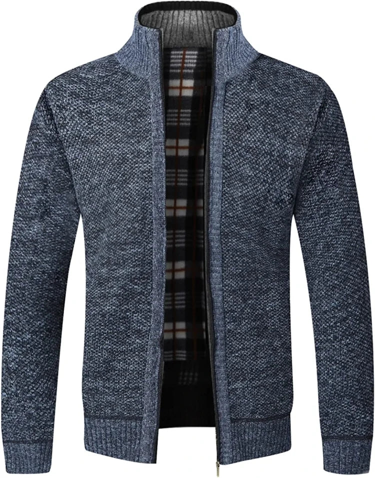 Herren-Strickjacke mit Reißverschluss und einfacher Tasche