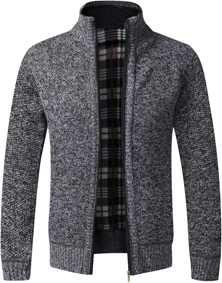 Herren-Strickjacke mit Reißverschluss und einfacher Tasche