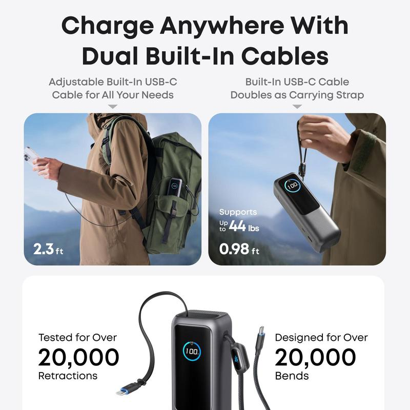🔥 57 % Rabatt！！🔌Tragbares Ladegerät mit integriertem Kabel