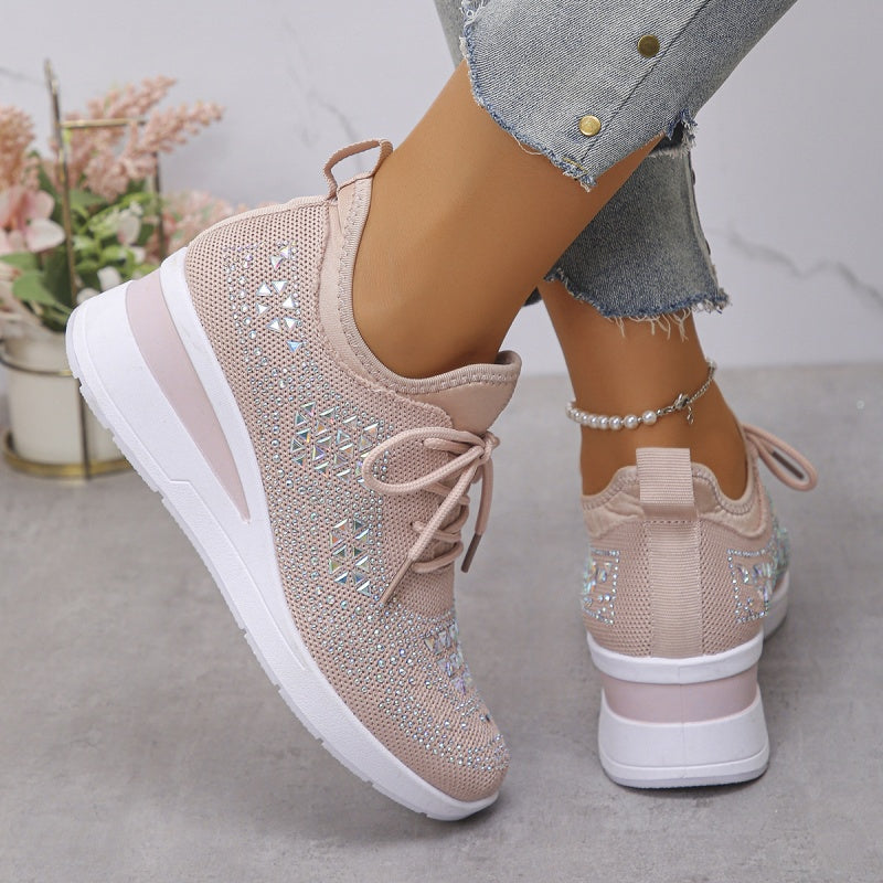 📢📢50% RABATT! ⏰ Atmungsaktive Sneaker aus Mesh mit Strassverzierung – Funkelndes Design, Leichte Belüftung & Rutschfeste Gummisohle ✨👟