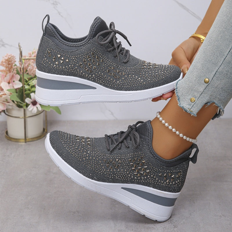 📢📢50% RABATT! ⏰ Atmungsaktive Sneaker aus Mesh mit Strassverzierung – Funkelndes Design, Leichte Belüftung & Rutschfeste Gummisohle ✨👟