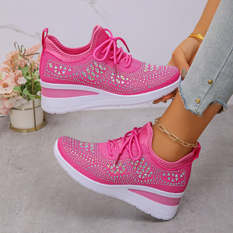 📢📢50% RABATT! ⏰ Atmungsaktive Sneaker aus Mesh mit Strassverzierung – Funkelndes Design, Leichte Belüftung & Rutschfeste Gummisohle ✨👟
