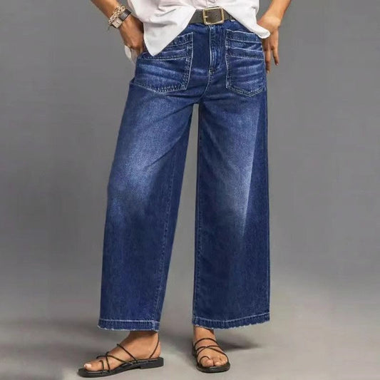 👖Damen Casual High-Rise Weitbeinjeans