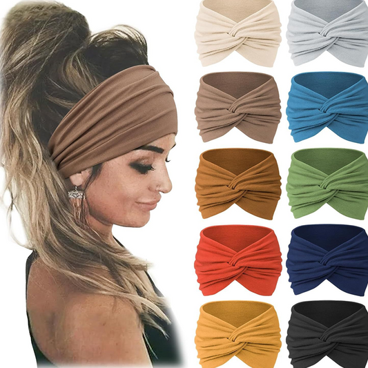Boho Sport-Stirnband für Damen – Breites elastisches Haarband für Yoga & Laufen