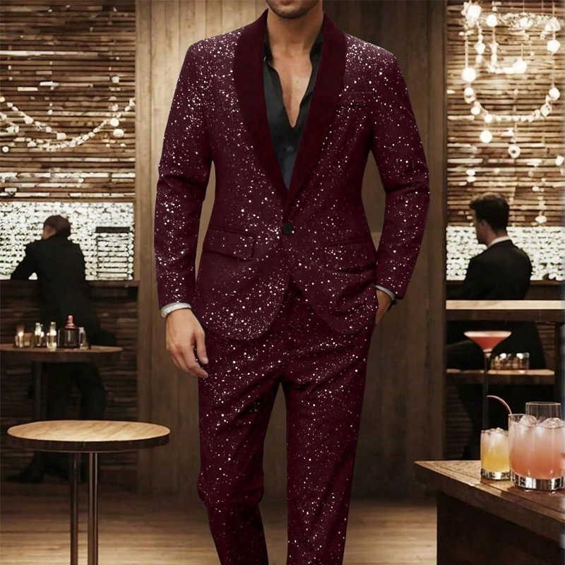🧥👖 Schwarzer Herren-Smoking mit Glitzer