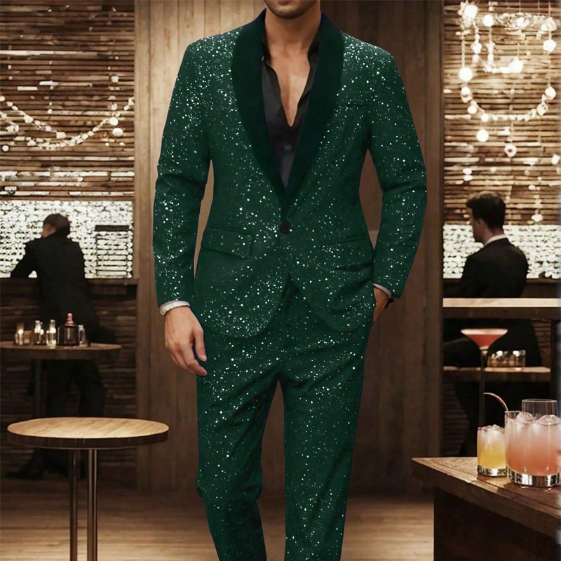 🧥👖 Schwarzer Herren-Smoking mit Glitzer