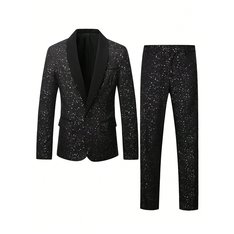 🧥👖 Schwarzer Herren-Smoking mit Glitzer