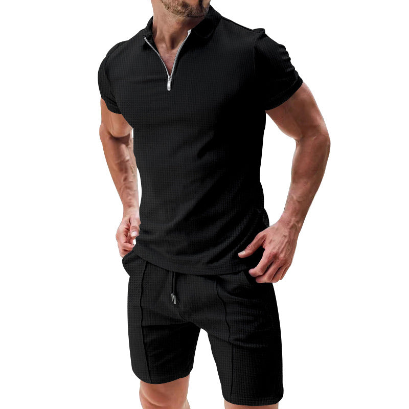 🌊☀️ Sommerliche Freizeit Kombination aus Kurzarm-Hemd mit Reißverschluss und Shorts 👕🩳 atmungsaktiv, schnelltrocknend & ideal für Urlaub und Garten