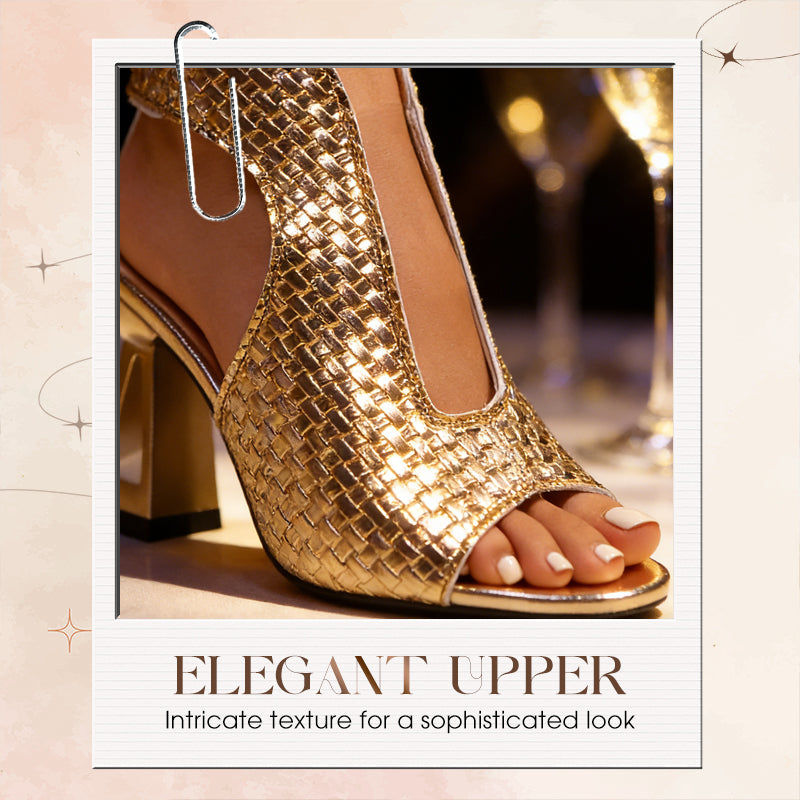 💎 37% RABATT! 💎 Elegante Peep-Toe-Sandalen mit Absatz für Damen – Gewebte Struktur, Stabiler Blockabsatz & Atmungsaktives Design 👠🌿