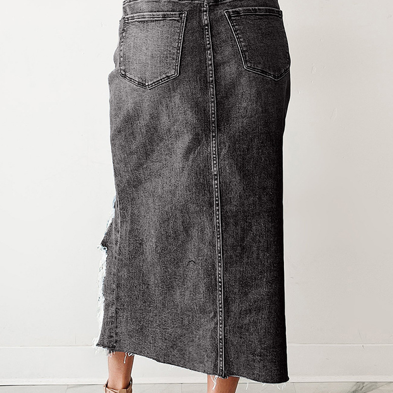 📦Versandkostenfrei ✨Damen-Hochbund-Ripped-Denim-Midi-Rock