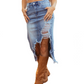 📦Versandkostenfrei ✨Damen-Hochbund-Ripped-Denim-Midi-Rock