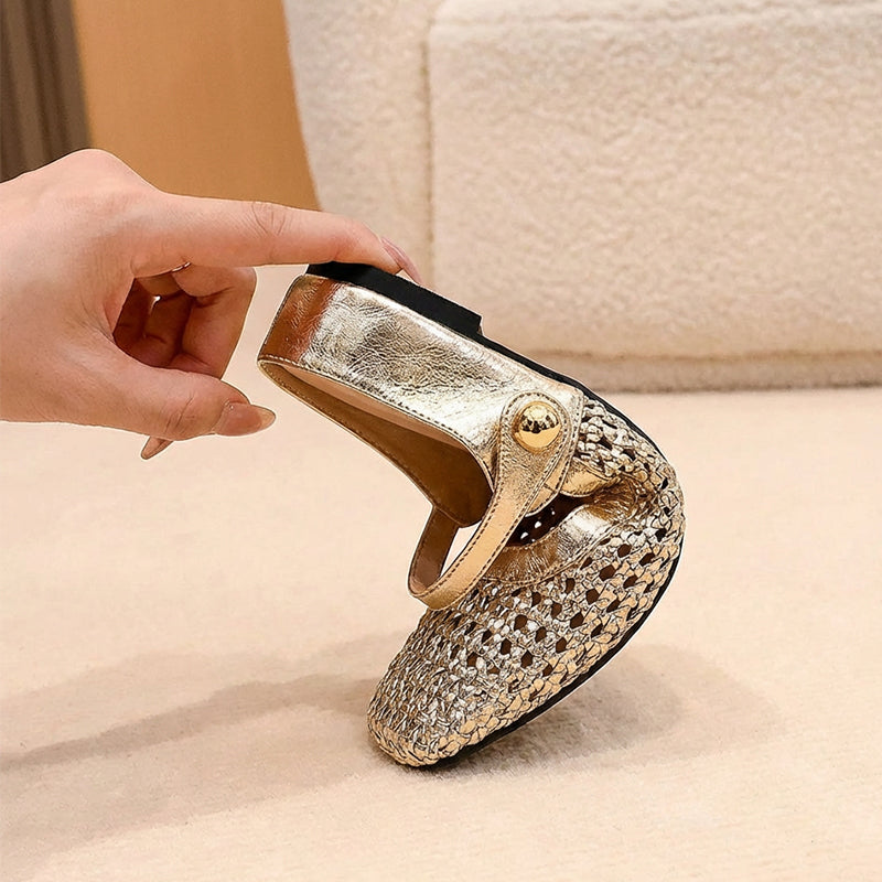 🌞Frühlingserwachen: 50% Rabatt!👡 Damen Gewebte Mary-Jane-Mules mit Quadratspitze – Atmungsaktiv, verstellbarer Riemen & bequemer Schlupfstil