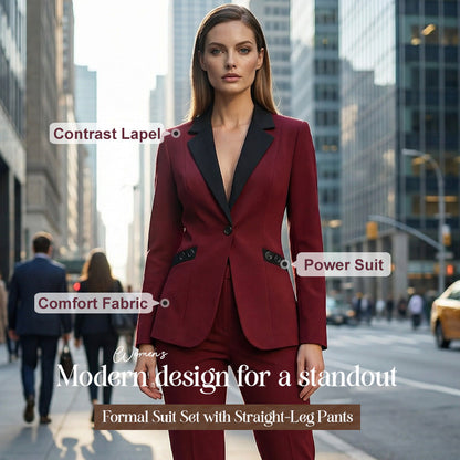 🌞Frühlingserwachen: 50% Rabatt!✨ Modernes Anzugset – Kontrastrevers & Strukturierte Silhouette, Elegant & Vielseitig für Büro & Festlichkeiten