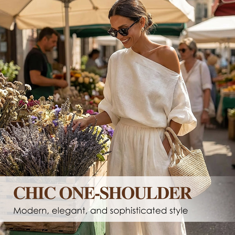 💖Asymmetrisches One-Shoulder-Oberteil und Hose für Damen