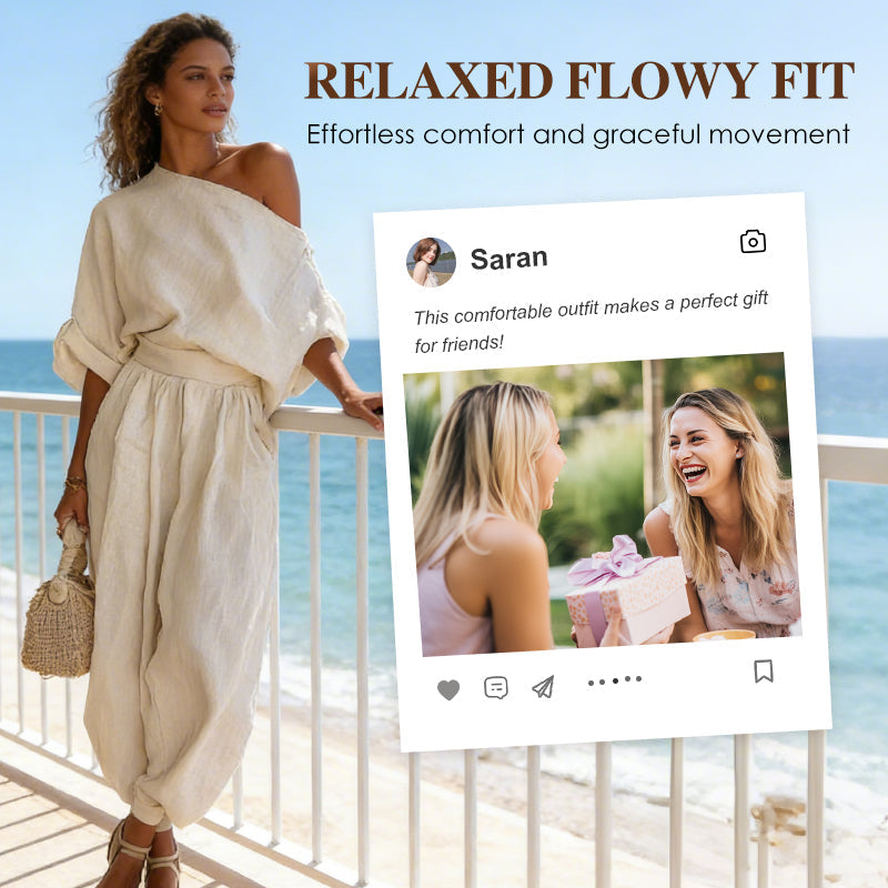 💖Asymmetrisches One-Shoulder-Oberteil und Hose für Damen