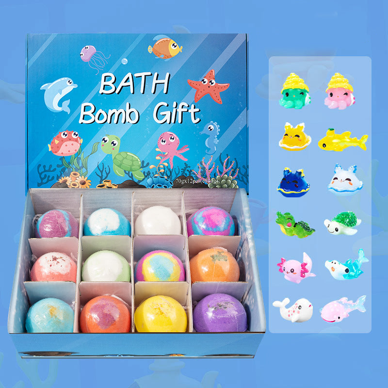 🛁Badebomben mit Ozeanmotiv | 60 g x 12 Stück, schaumiges Badevergnügen & tolle Geschenkidee ✨
