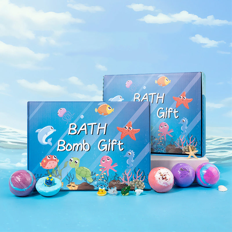 🛁Badebomben mit Ozeanmotiv | 60 g x 12 Stück, schaumiges Badevergnügen & tolle Geschenkidee ✨
