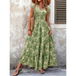 ✨🔥Damen Maxikleid mit V-Ausschnitt, Blumenmuster und geraffter Taille