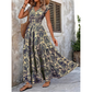 ✨🔥Damen Maxikleid mit V-Ausschnitt, Blumenmuster und geraffter Taille
