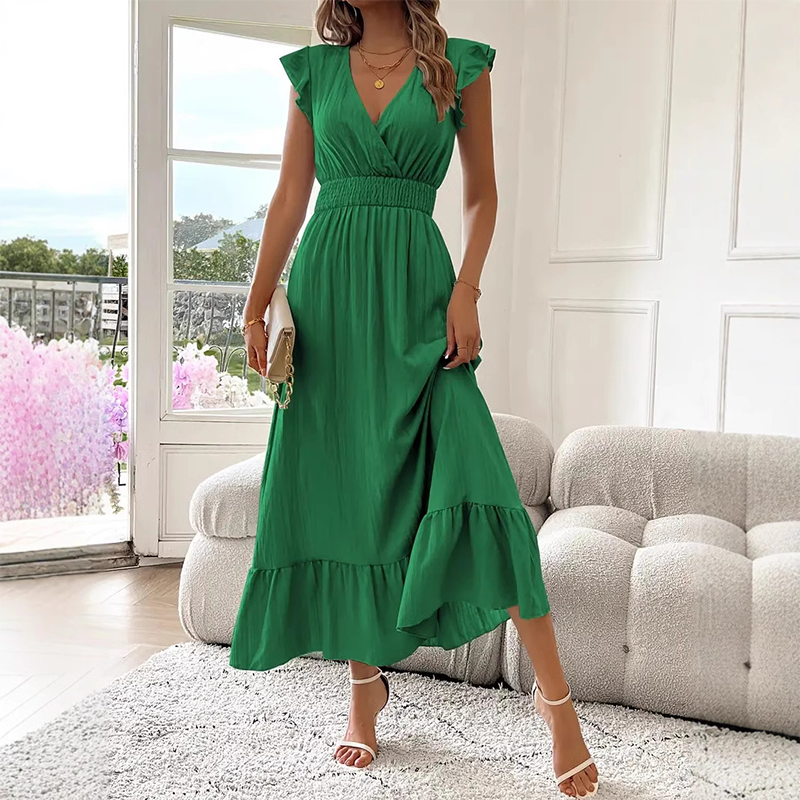🐰🌸 OSTER-SPECIAL: -50% AUF DAS MAXIKLEID! ✨ V-Ausschnitt, Rüschen & taillierte Passform für pure Eleganz 👗