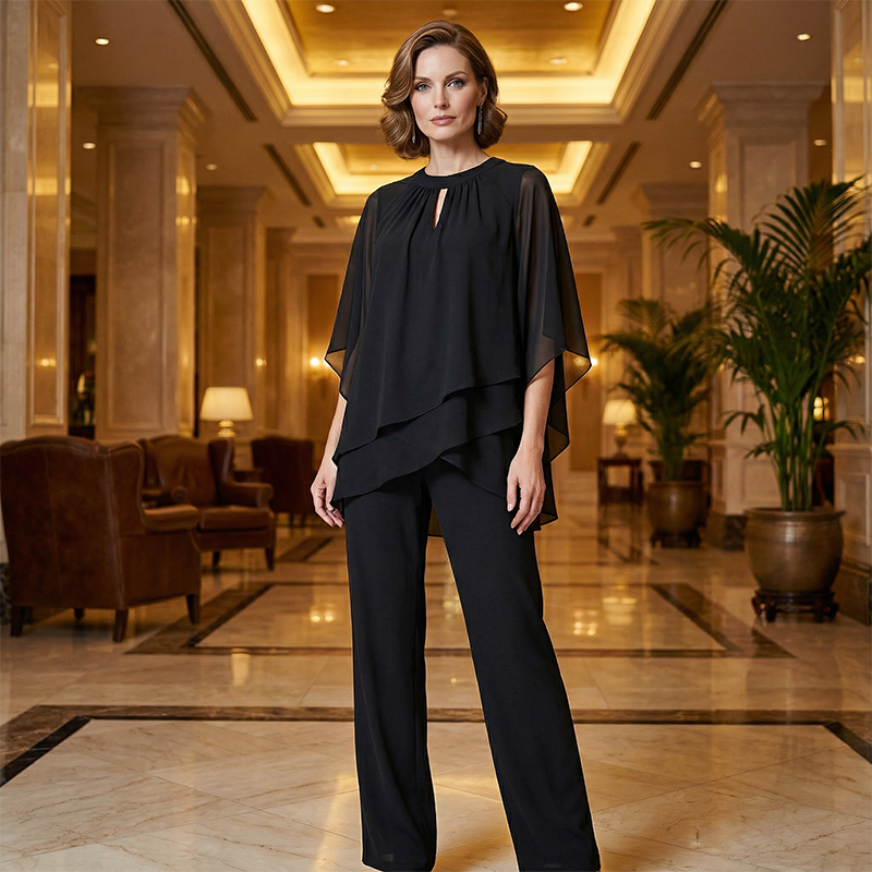 ✨🔥Eleganter Zweiteiler: Bluse mit asymmetrischem Saum & weite Hose