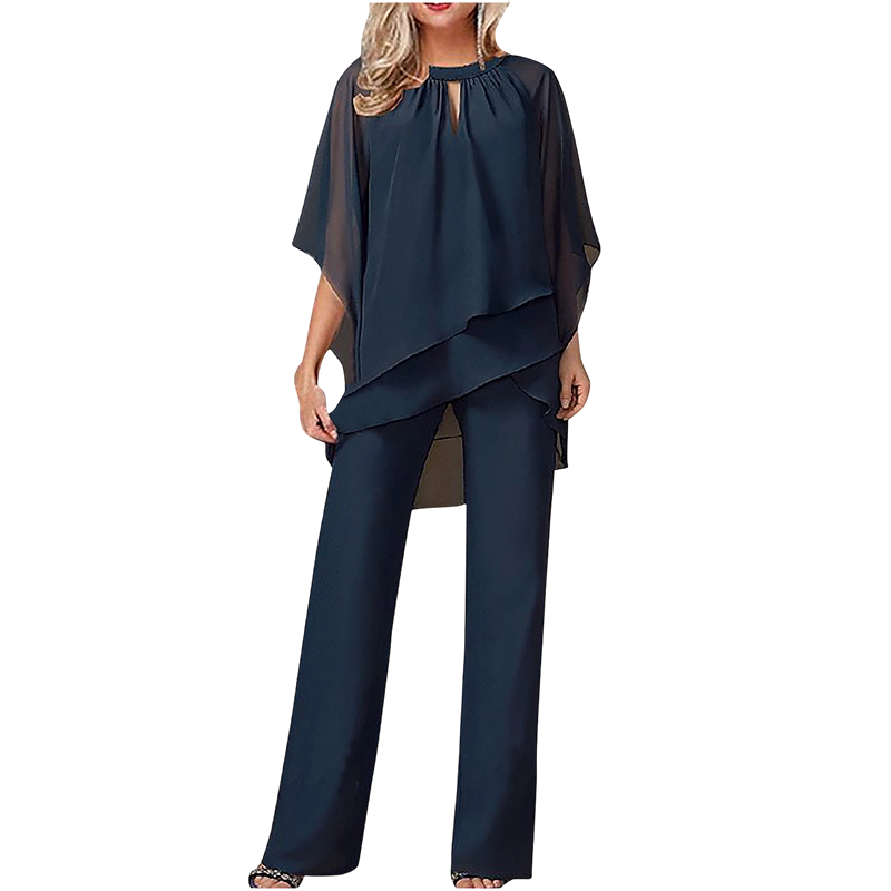 ✨🔥Eleganter Zweiteiler: Bluse mit asymmetrischem Saum & weite Hose