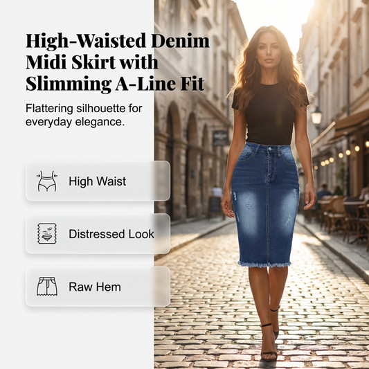 👗 45% RABATT! ✨ Damenrock aus Denim mit Hoher Taille & Ausgefranstem Saum – Trendy Look, Figurbetont & Perfekt Für Den Alltag 🌸