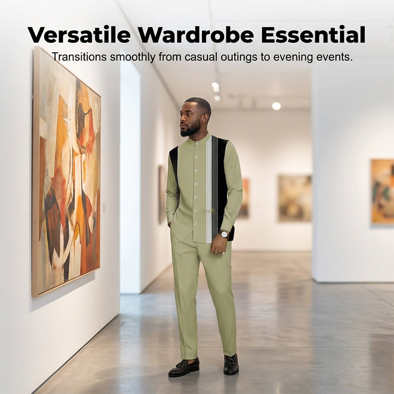 👔 51% RABATT! 🔥 Gestreiftes Herrenhemd & Hose 2-teiliges Set – Stilvoll, Bequem & Perfekt Für Einen Lässigen Look 👖