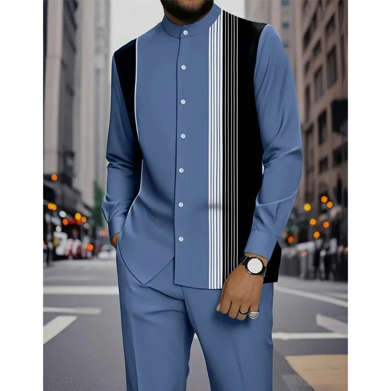 👔 51% RABATT! 🔥 Gestreiftes Herrenhemd & Hose 2-teiliges Set – Stilvoll, Bequem & Perfekt Für Einen Lässigen Look 👖