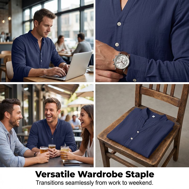 🔥Solange der Vorrat reicht 50 % Rabatt!🎉Lässiges Henley-T-Shirt für Herren
