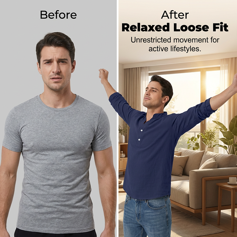 🔥Solange der Vorrat reicht 50 % Rabatt!🎉Lässiges Henley-T-Shirt für Herren