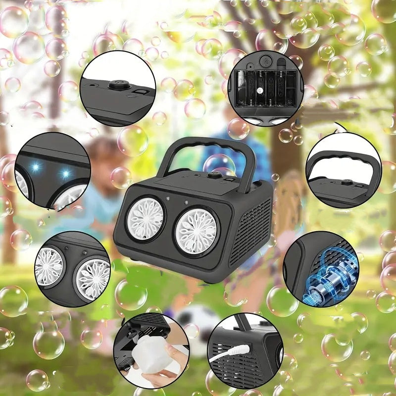 🫧 Handheld-Blasenmaschine mit mehreren Öffnungen💎 26 Löcher, 2000+ Blasen/Min & Magische Lichter für Partys